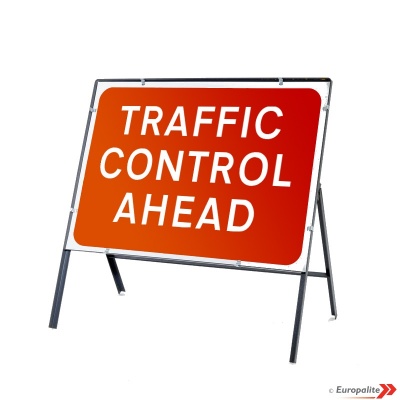Traffic Control Ahead - Metal Road Sign Face With Frame & Clips