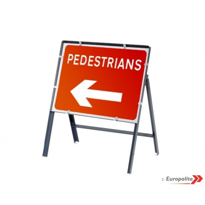 Pedestrians Left - Metal Sign Face With Frame & Clips